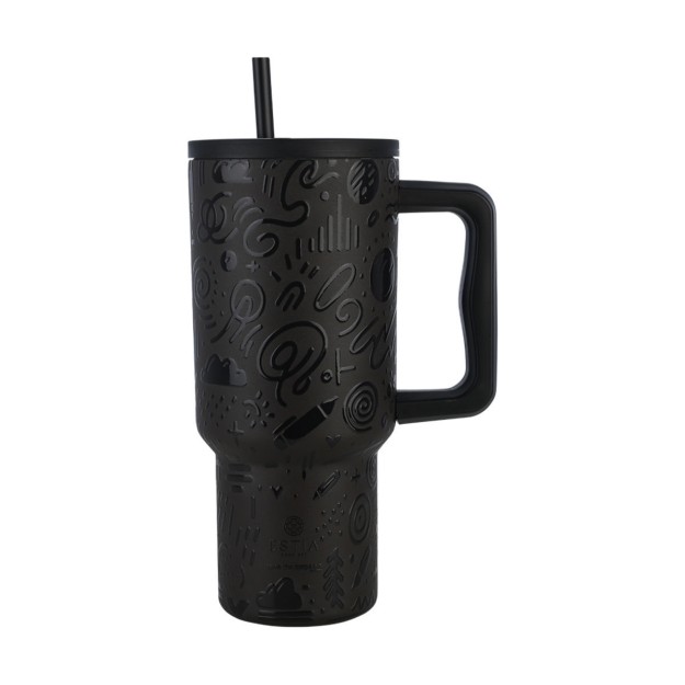 ESTIA ΘΕΡΜΟΣ STRAW TUMBLER XL SAVE THE AEGEAN 900ml NOIR ECHO