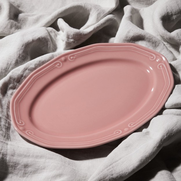 ESTIA ΠΙΑΤΕΛΑ ΟΒΑΛ ATHÉNÉE ΠΟΡΣΕΛΑΝΙΝΗ ΑΝΑΓΛΥΦΗ 36cm ROSE