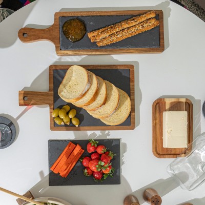 ESTIA ΠΛΑΤΩ ΣΕΡΒΙΡΙΣΜΑΤΟΣ ΣΧΙΣΤΟΛΙΘΟΥ ΜΕ ΞΥΛΙΝΗ ΒΑΣΗ ΑΚΑΚΙΑ 44x13cm