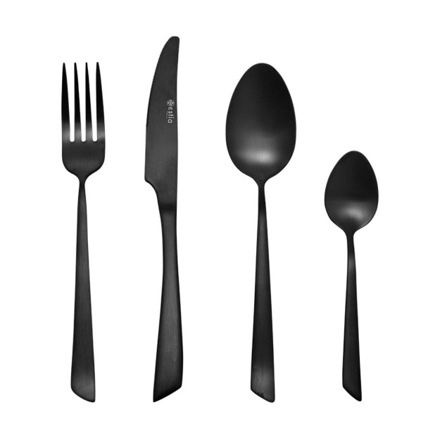 ESTIA ΣΕΤ ΜΑΧΑΙΡΟΠΙΡΟΥΝΑ EDGE BLACK ΑΝΟΞΕΙΔΩΤΟ ΑΤΣΑΛΙ 18/0 ΜΑΥΡΟ MAT 24 ΤΕΜ.