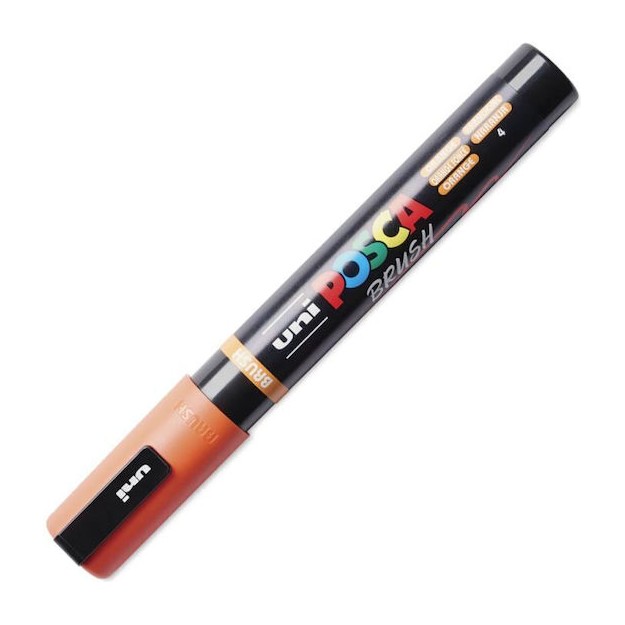 Uni-Ball Posca Brush Ζωγραφικής Μαρκαδόρος Orange PC-5BR/4