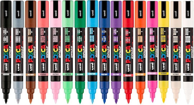 Posca Brush Μαρκαδόροι Σχεδίου Σετ 16τμχ