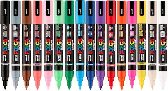 Posca Brush Μαρκαδόροι Σχεδίου Σετ 16τμχ