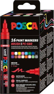 Posca Brush Μαρκαδόροι Σχεδίου Σετ 16τμχ
