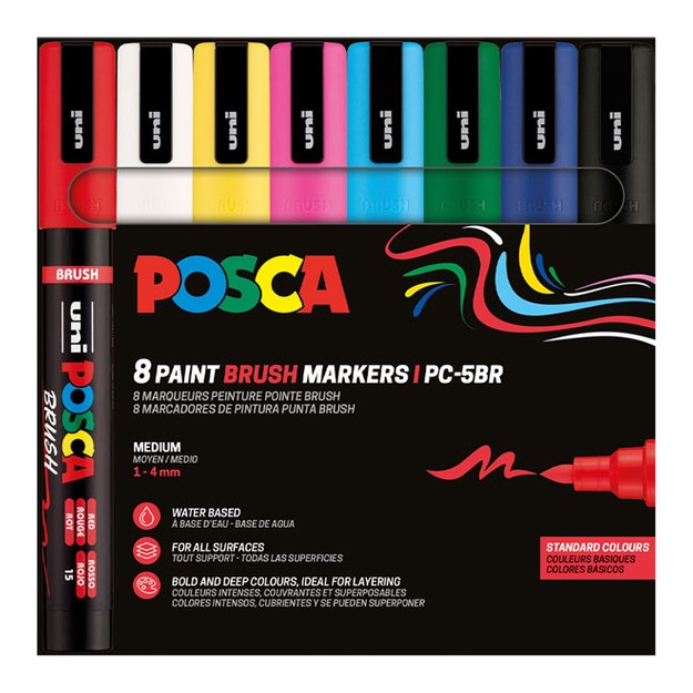 Σετ 8 Μαρκαδόροι Posca PC-5BR 1-4mm Μύτη Πινέλο