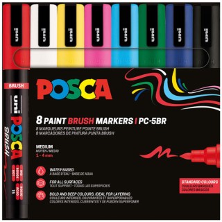 Σετ 8 Μαρκαδόροι Posca PC-5BR 1-4mm Μύτη Πινέλο