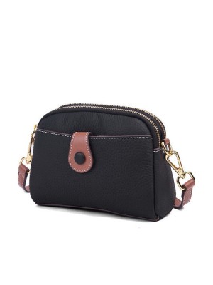 Lavor Δερμάτινη Γυναικεία Τσάντα Χιαστί Μαύρη