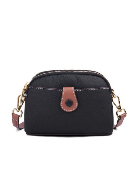 Lavor Δερμάτινη Γυναικεία Τσάντα Χιαστί Μαύρη