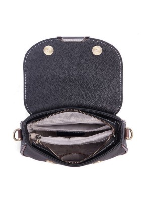 Lavor Δερμάτινη Γυναικεία Τσάντα Χιαστί Μαύρη