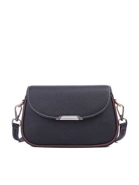 Lavor Δερμάτινη Γυναικεία Τσάντα Χιαστί Μαύρη