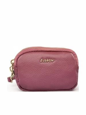 Lavor Μικρό Δερμάτινο Γυναικείο Πορτοφόλι Καρτών με RFID Ροζ