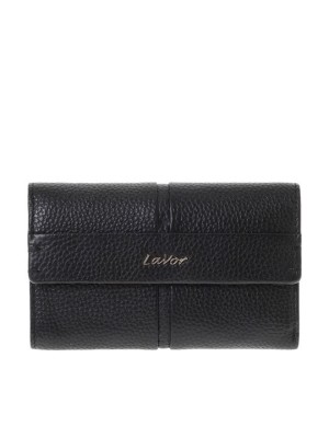 Lavor Μεγάλο Δερμάτινο Γυναικείο Πορτοφόλι με RFID Μαύρο