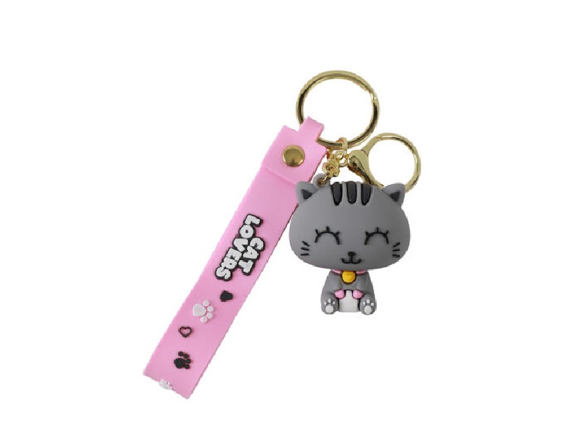 I-Total Μπρελόκ Γάτα Γκρι-Ροζ XL2946
