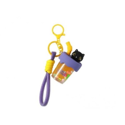 I-Total Μπρελόκ Bubble Tea Γάτα Μαύρη XL3076