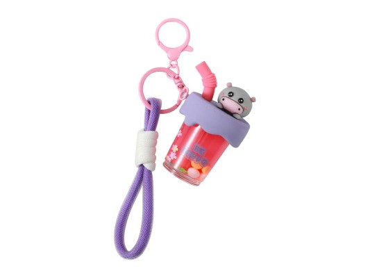 I-Total Μπρελόκ Bubble Tea Ιπποποταμάκι Γκρι-Ροζ XL3081