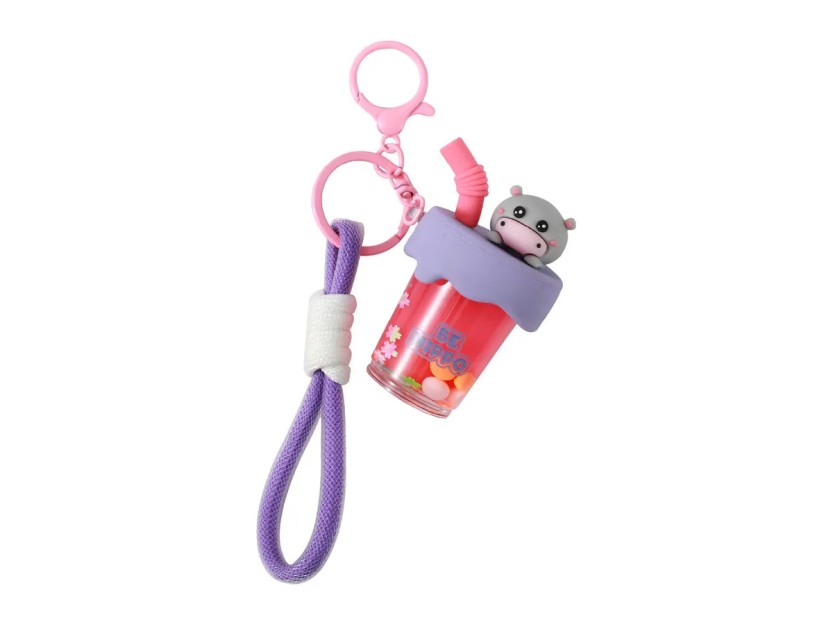 I-Total Μπρελόκ Bubble Tea Ιπποποταμάκι Γκρι-Ροζ XL3081