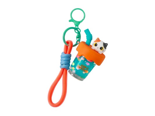 I-Total Μπρελόκ Bubble Tea Γάτα Λευκό-Πορτοκαλί XL3077