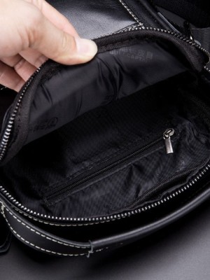 Bull Captain DJB-888 Δερμάτινη Ανδρική Τσάντα Ώμου / Χιαστί σε Μαύρο Χρώμα