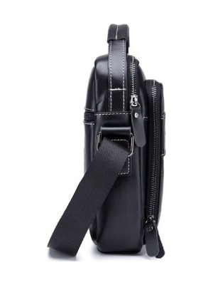 Bull Captain DJB-888 Δερμάτινη Ανδρική Τσάντα Ώμου / Χιαστί σε Μαύρο Χρώμα