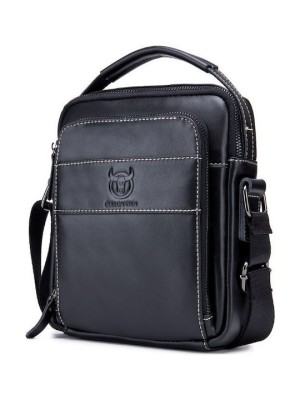 Bull Captain DJB-888 Δερμάτινη Ανδρική Τσάντα Ώμου / Χιαστί σε Μαύρο Χρώμα