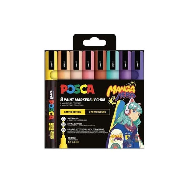 Posca PC-5M Σετ 8 Μαρκαδόροι ''Manga Hero''