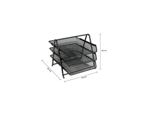 OSCO Δίσκος Εγγράφων Πλέγμα 3τμχ. + Βάση Μαύρο