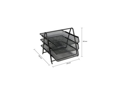 OSCO Δίσκος Εγγράφων Πλέγμα 3τμχ. + Βάση Μαύρο