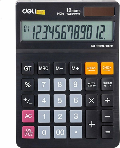 Deli Αριθμομηχανή 1420 12 Ψηφίων σε Μαύρο Χρώμα