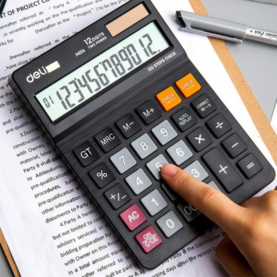 Deli Αριθμομηχανή 1420 12 Ψηφίων σε Μαύρο Χρώμα