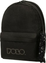 Polo Original Double Scarf Σχολική Τσάντα Πλάτης Γυμνασίου - Λυκείου Black 2022 με Θήκη για Παγούρι 27lt 2022