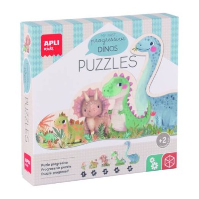 Παιδικό Παζλ APLI Kids My First Progressive Dinos Puzzle – Σετ Προοδευτικών Παζλ Δεινοσαύρων (+2 ετών)