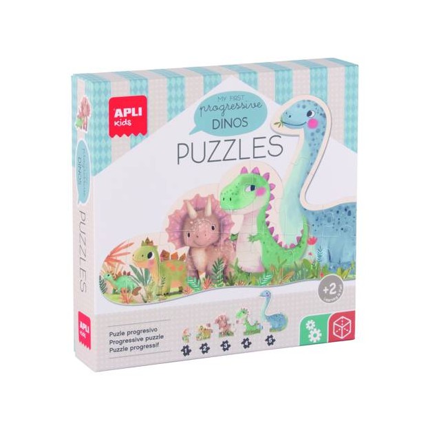 Παιδικό Παζλ APLI Kids My First Progressive Dinos Puzzle – Σετ Προοδευτικών Παζλ Δεινοσαύρων (+2 ετών)
