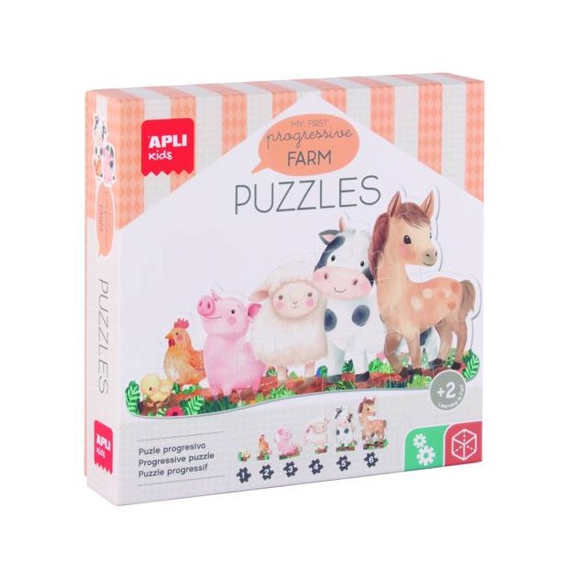 Παιδικό Παζλ APLI Kids My First Progressive Farm Puzzle – Σετ Προοδευτικών Παζλ Φάρμα (+2 ετών)