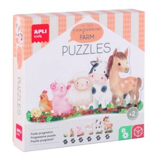 Παιδικό Παζλ APLI Kids My First Progressive Farm Puzzle – Σετ Προοδευτικών Παζλ Φάρμα (+2 ετών)