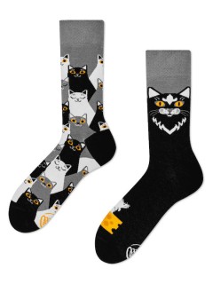 Many Mornings Black Cat Κάλτσες με Σχέδια Πολύχρωμες