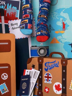 Many Mornings The Traveller Κάλτσες με Σχέδια Μπλε