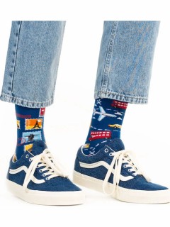 Many Mornings The Traveller Κάλτσες με Σχέδια Μπλε