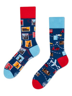 Many Mornings The Traveller Κάλτσες με Σχέδια Μπλε