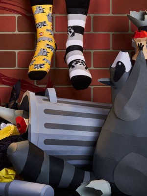 Many Mornings Raccoon Bandit Κάλτσες με Σχέδια Πολύχρωμες