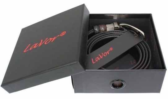 Lavor 1-97 Ανδρική Ζώνη Δερμάτινη Διπλής Όψης Μαύρο-Καφέ 130cm