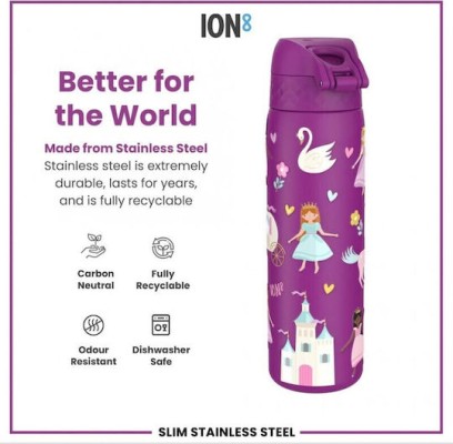 Ion8 Παιδικό Παγούρι Θερμός Ανοξείδωτο 500ml I8TS500PVPRIN