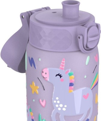 Ion8 Παιδικό Παγούρι Θερμός Μονόκερος Ανοξείδωτο με Καλαμάκι Μωβ 400ml I8SS400PVUNI