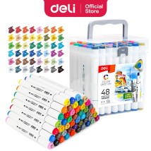 Deli Emotion Μαρκαδόροι Ζωγραφικής Διπλής Μύτης Σετ 48τμχ 70803-48