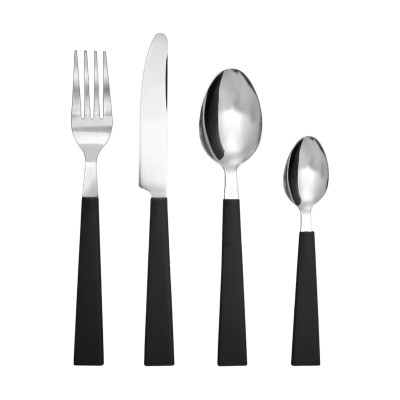 ΣΕΤ ΜΑΧΑΙΡΟΠΙΡΟΥΝΑ ΑΝΟΞΕΙΔΩΤΟ ΑΤΣΑΛΙ ΜΕ ΜΑΥΡΗ ΛΑΒΗ 18/0 16 ΤΕΜ.