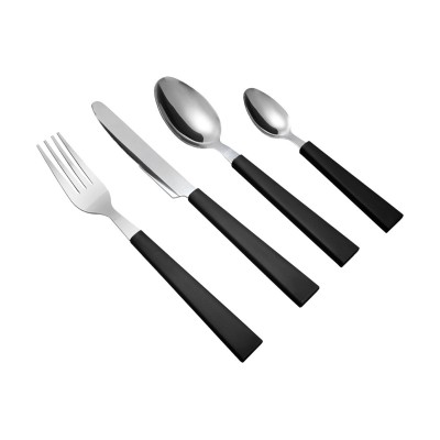 ΣΕΤ ΜΑΧΑΙΡΟΠΙΡΟΥΝΑ ΑΝΟΞΕΙΔΩΤΟ ΑΤΣΑΛΙ ΜΕ ΜΑΥΡΗ ΛΑΒΗ 18/0 16 ΤΕΜ.