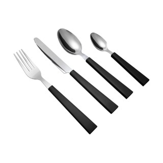 ΣΕΤ ΜΑΧΑΙΡΟΠΙΡΟΥΝΑ ΑΝΟΞΕΙΔΩΤΟ ΑΤΣΑΛΙ ΜΕ ΜΑΥΡΗ ΛΑΒΗ 18/0 16 ΤΕΜ.