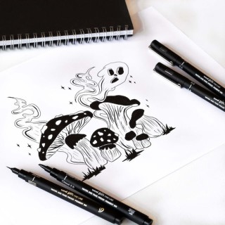 Uni-Ball Pin Μαρκαδόροι Σχεδίου Σετ 5 τεμάχια (Light Grey, Dark Grey, Deep Black)