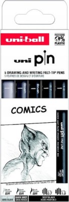 Uni-Ball Pin Μαρκαδόροι Σχεδίου Σετ 5 τεμάχια (Light Grey, Dark Grey, Deep Black)