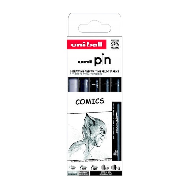 Uni-Ball Pin Μαρκαδόροι Σχεδίου Σετ 5 τεμάχια (Light Grey, Dark Grey, Deep Black)