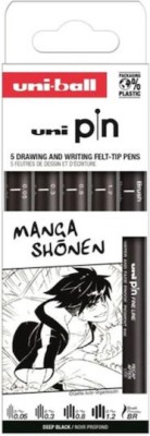 Uni-Ball Pin Μαρκαδόροι Σχεδίου Σετ 5 τεμάχια (Deep Black)